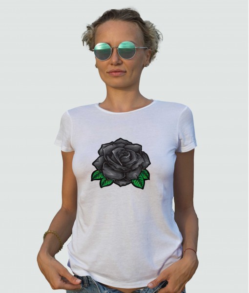 Дамска тениска с щампа Арт Black rose